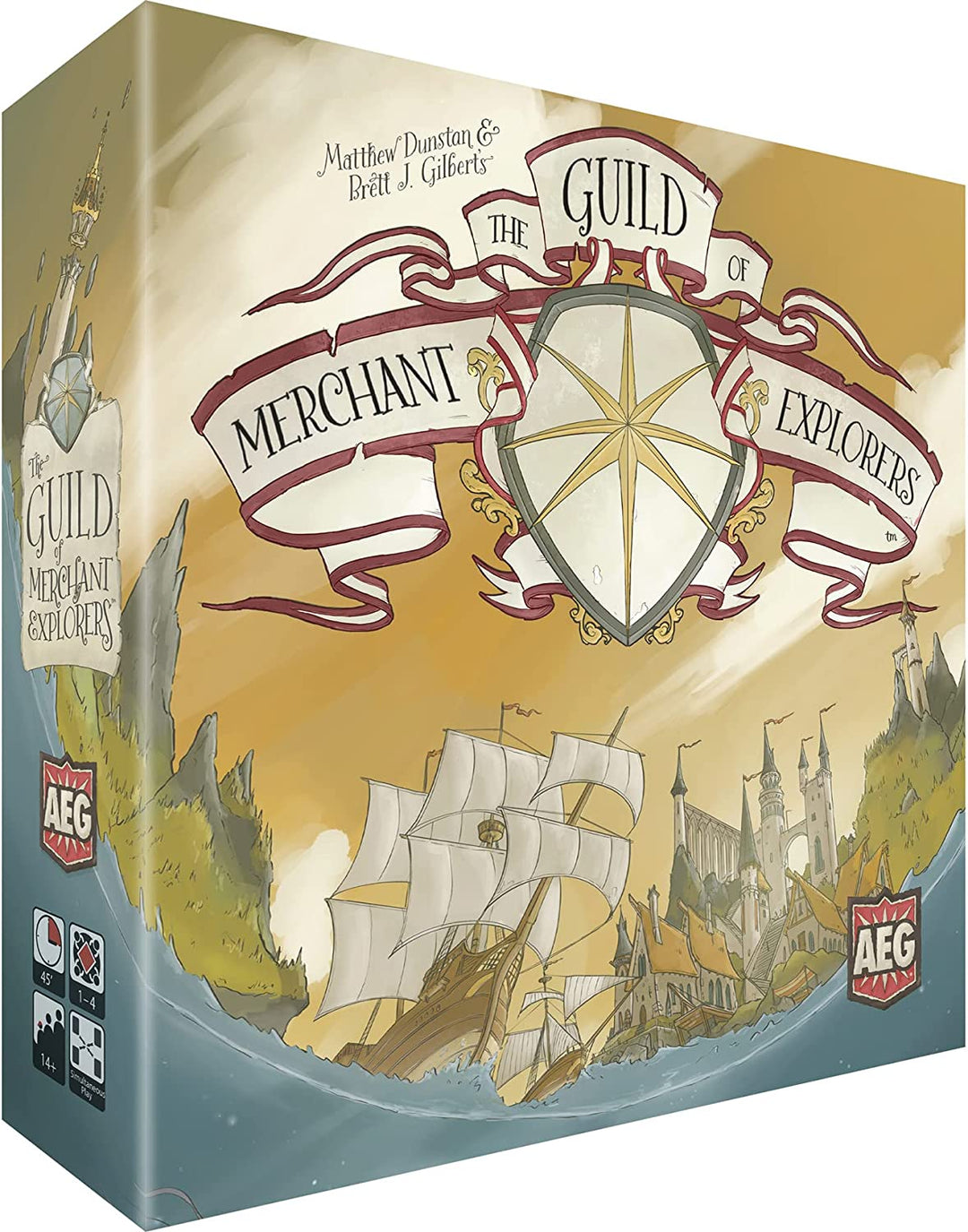 Das Brettspiel „Guild of Merchant Explorers“, „Erkunde die Welt, erstelle ein neues Set“.