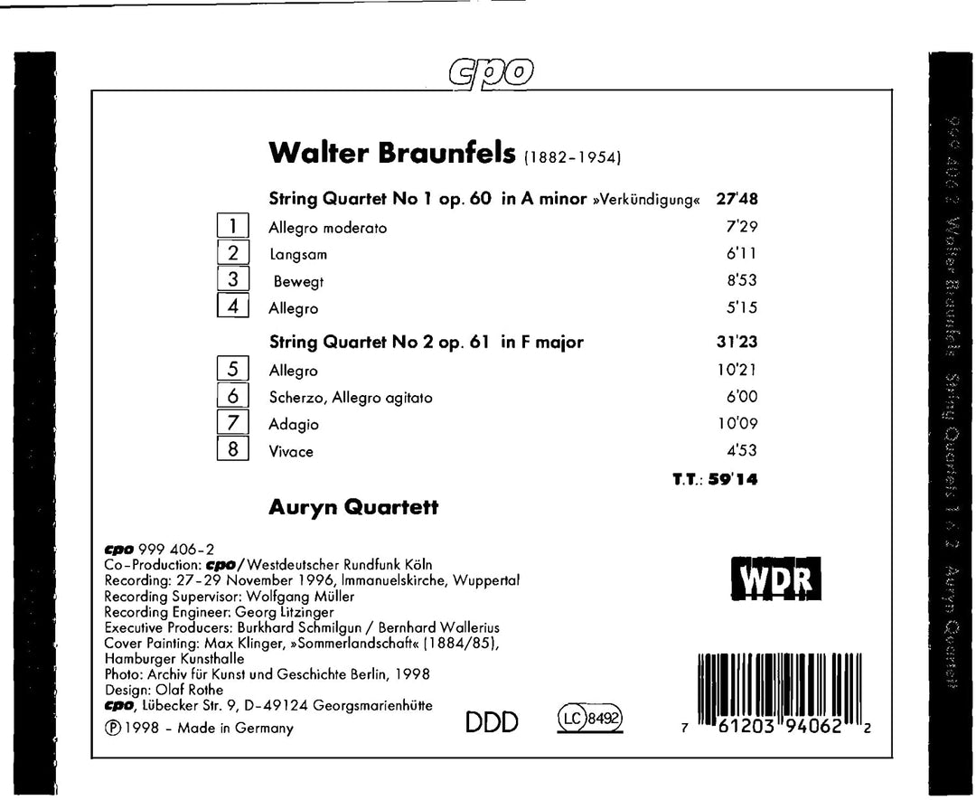 Braunfels: Streichquartette Nr. 1 und 2