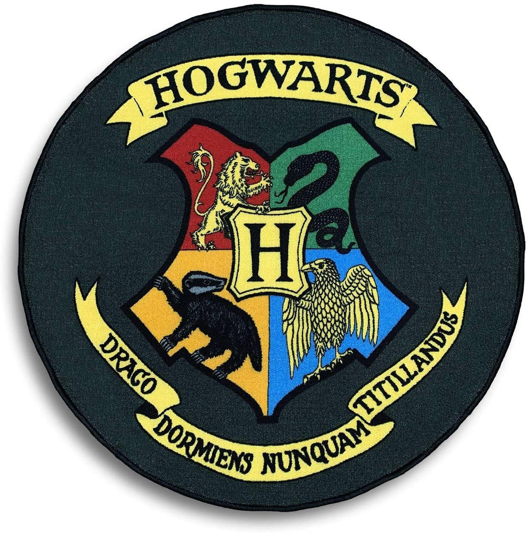 Groovy Uk Hogwarts Indoor-Bodenteppich, rutschfeste Fußmatte, Schwarz, 100 x 100 cm