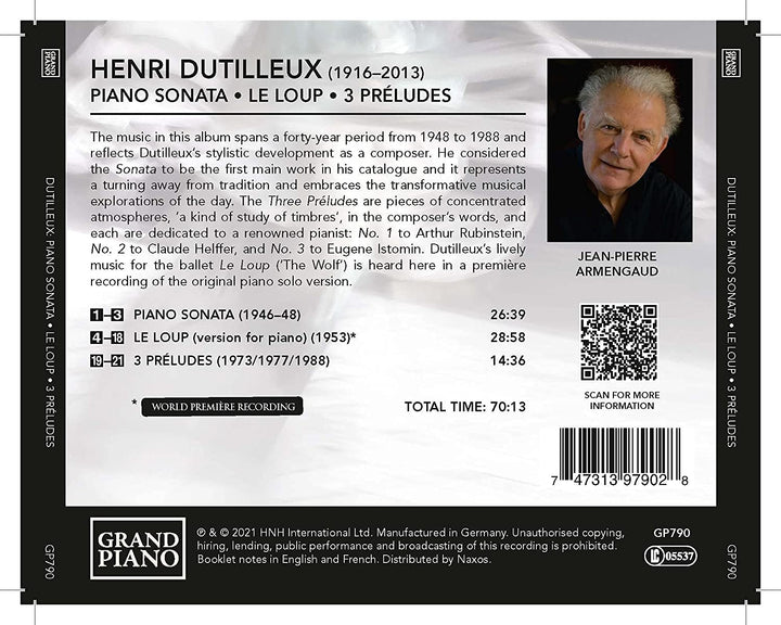 Jean-Pierre Armengaud - Dutilleux: Klavierwerke [Jean-Pierre Armengaud] [Grand Piano: GP790] [Audio CD]