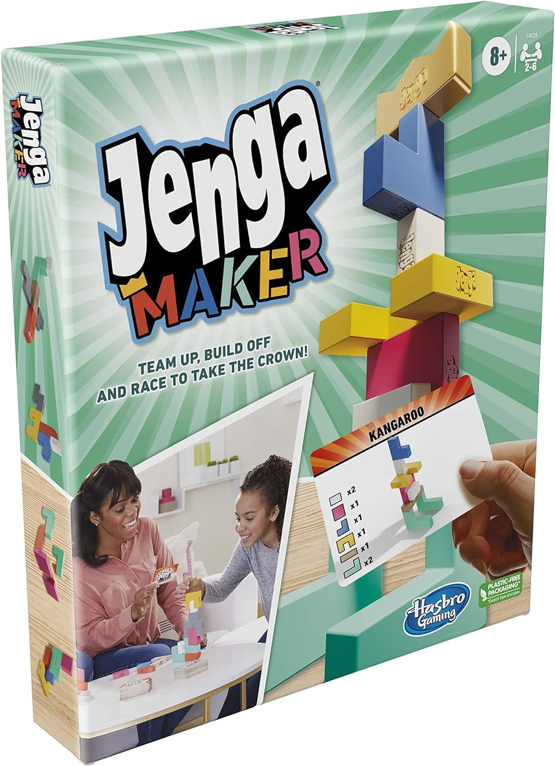 Hasbro Gaming Jenga Maker, Holzklötze, Stapelturmspiel, Spiel für Kinder im Alter