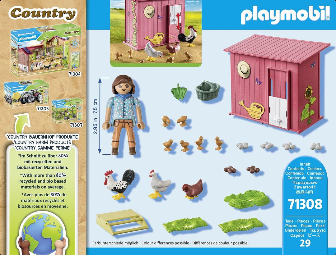 Playmobil 71308 Country Hen House, eine farbenfrohe Hühnerfamilie für Ihren Bauernhof – Kap