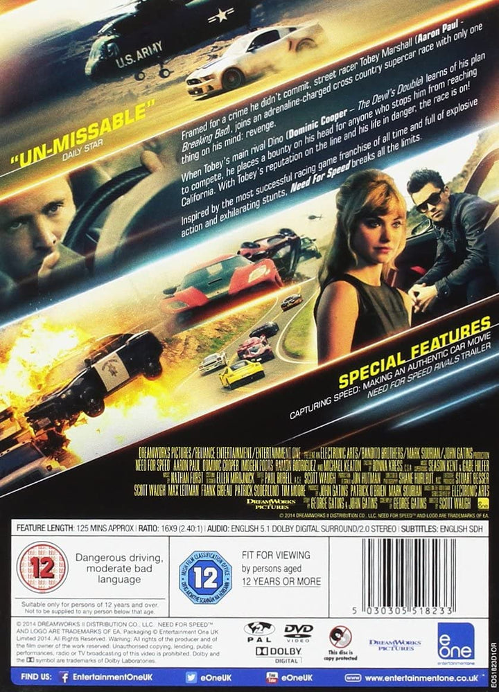 Need for Speed ​​[2014] – Action/Drama [DVD]