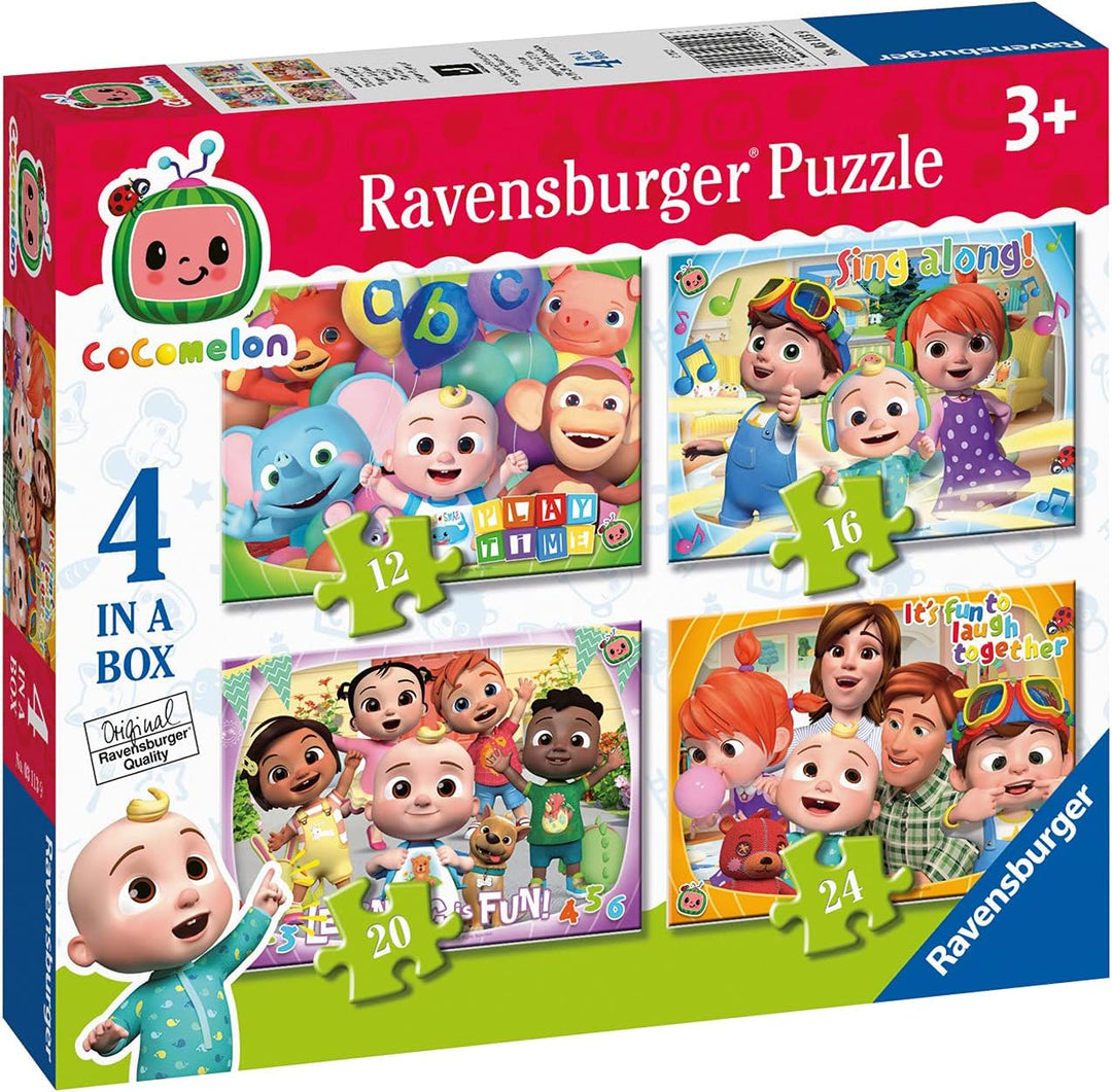 Ravensburger Cocomelon – 4 in Box (12, 16, 20, 24 Teile) Puzzles für Kinder