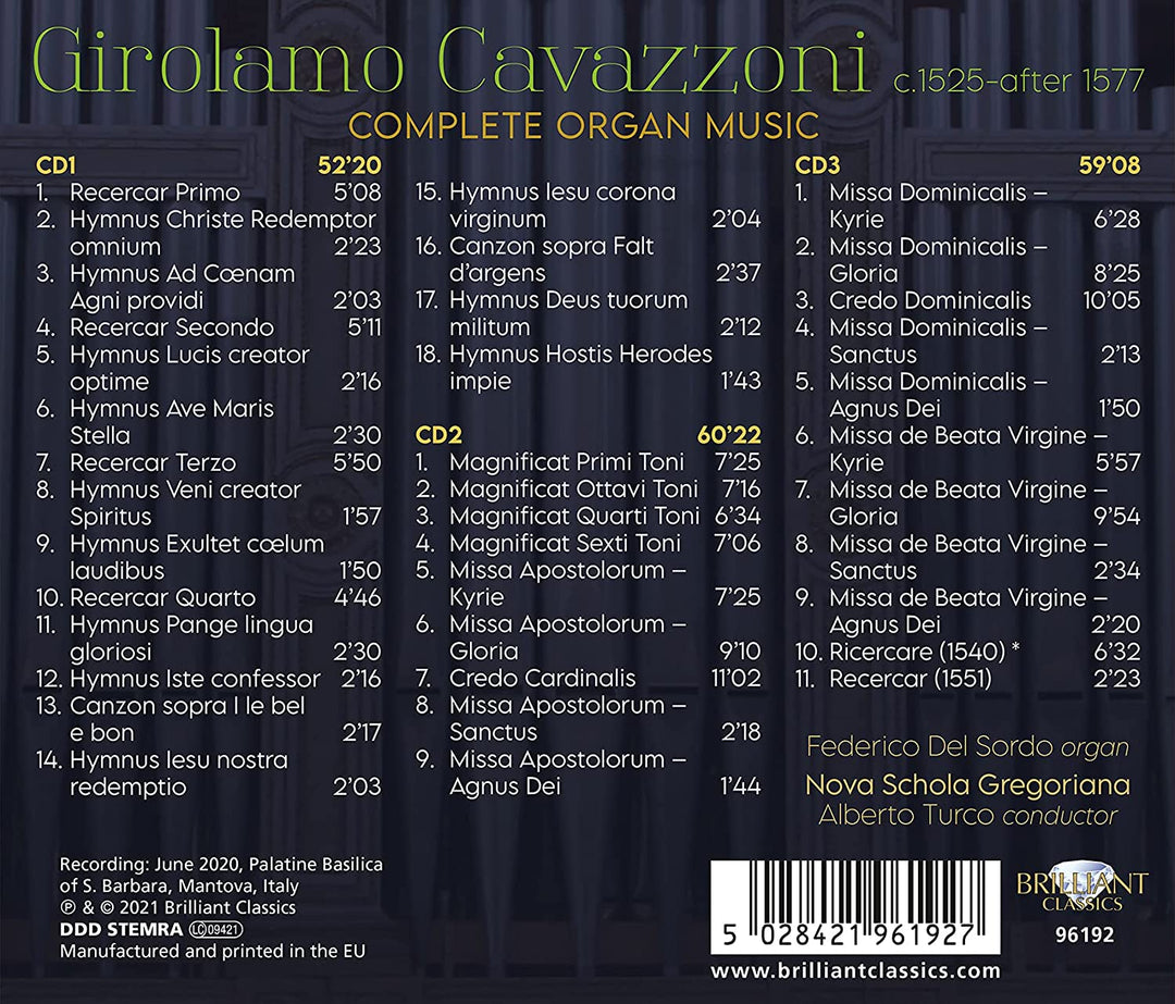 Cavazzoni: Komplette Orgelmusik [Audio-CD]