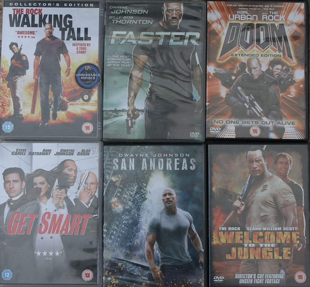 THE ROCK DWAYNE JOHNSON 6 DVD-SAMMLUNG San Andreas, Willkommen im Dschungel GET SMART Doom FASTER Walking Tall [DVD]