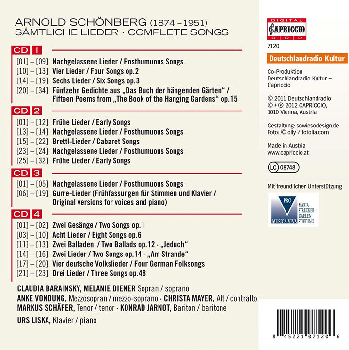 Claudia Barainsky - Schoenberg: Complete Songs (Samtliche Lieder) (Capriccio: C7120) (Claudia Barain [Audio CD]