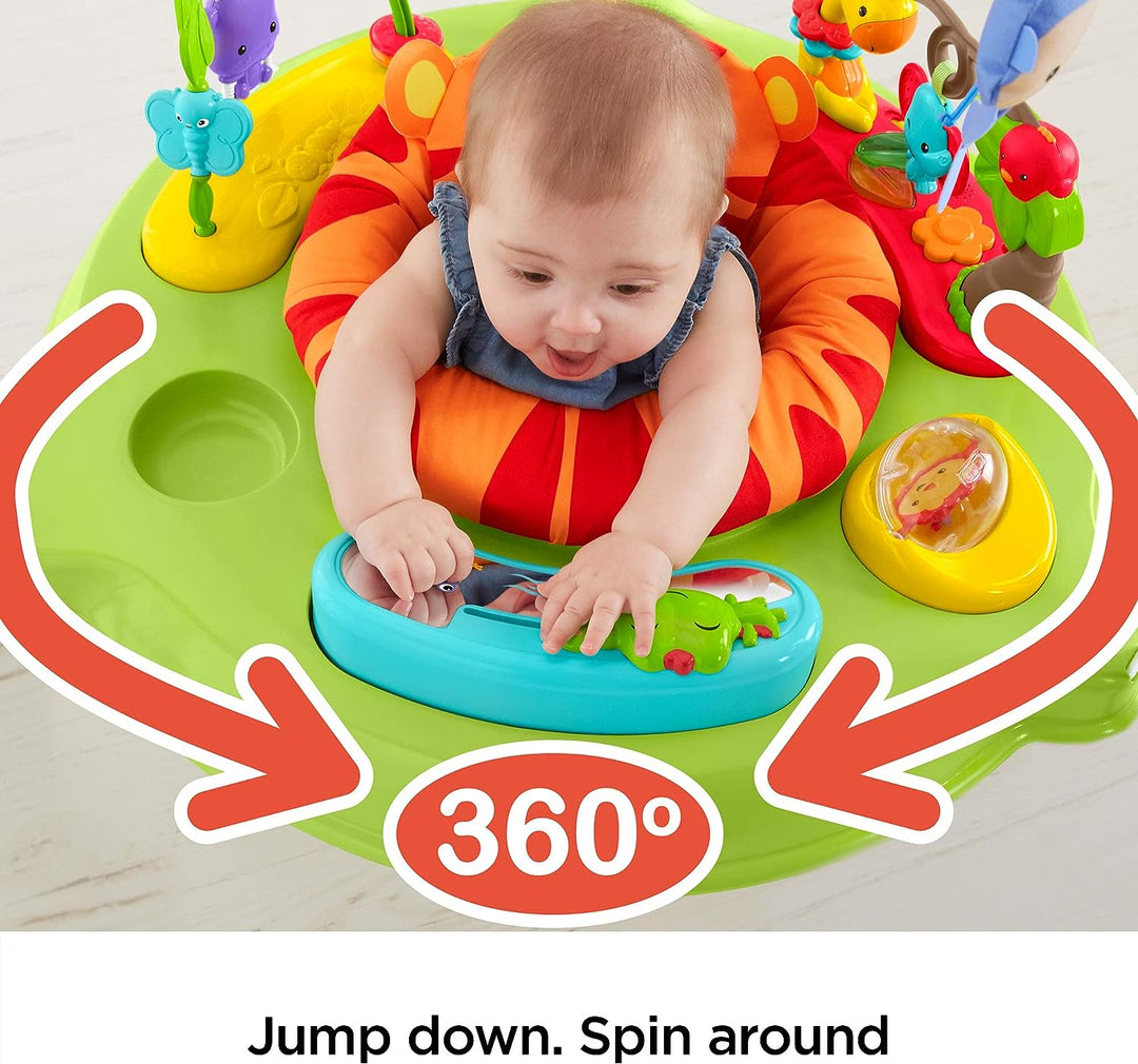 Fisher-Price Roarin' Rainforest Jumperoo, Aktivitätszentrum für Kleinkinder mit Musik, Lichtern und Geräuschen