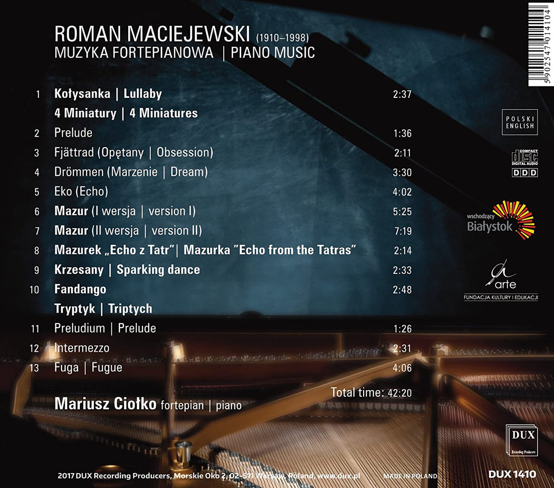 Roman Maciejewski - Klaviermusik - Mariusz Ciolko (Klavier) [Audio CD]