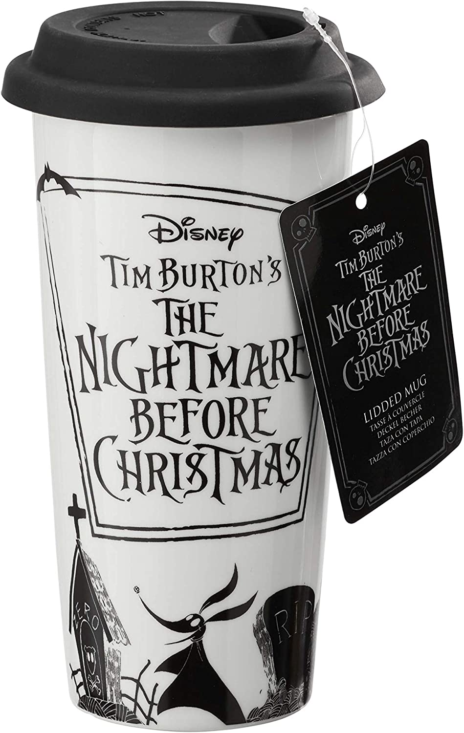 Funko UT-NBC05928 The Nightmare Before Christmas Tasse mit Deckel, Porzellan, mehrfarbig, 16oz