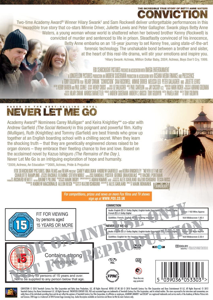 Conviction / Never Let Me Go Doppelpack [2010] – Drama/Krimi [DVD]