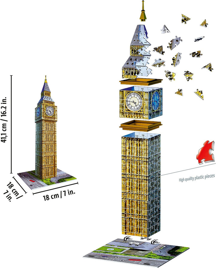 Ravensburger Big Ben 3D-Puzzle für Erwachsene und Kinder ab 8 Jahren – 216 Teile