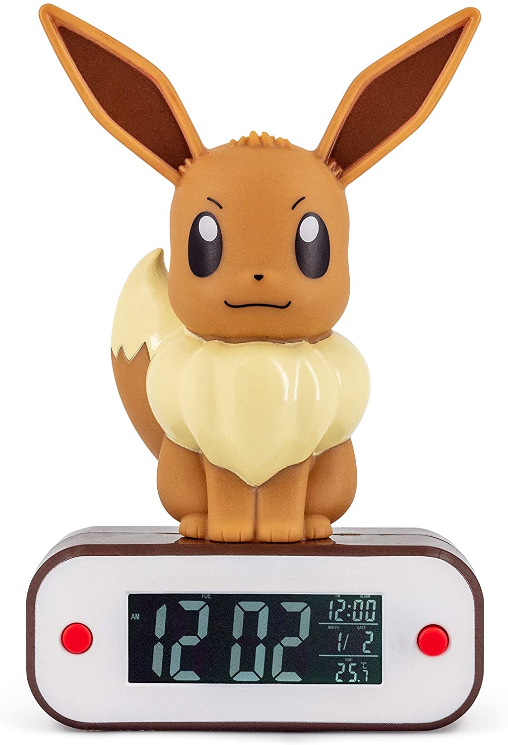 TEKNOFUN 811370 Pokemon Eevee 3D Pokemon Wecker und Lampe, Braun, 18