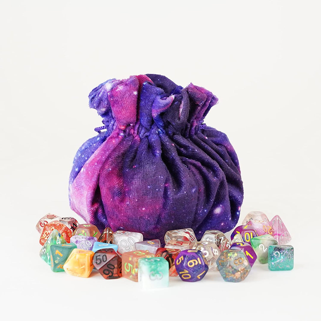 Metallic Dice Games Velvet Compartment Dice Bag with Pockets: Nebula