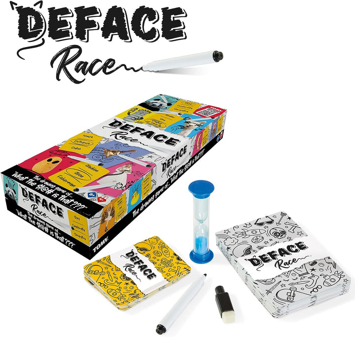 TOMY Games T73419 Deface Race, Familienkarte für 4 oder mehr Spieler, Brettspiel für