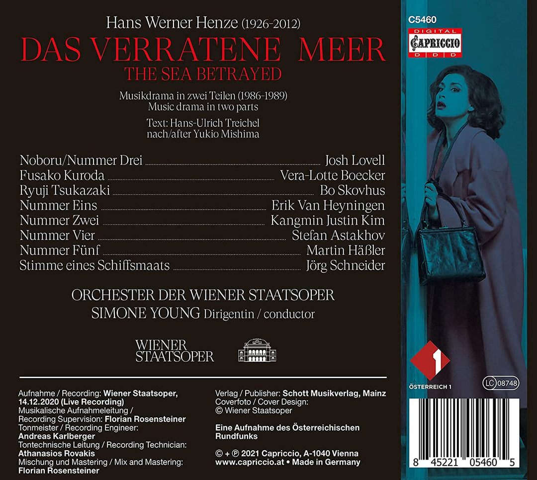 Henze: Das Verratene Meer [Josh Lovell; Vera-Lotte Böcker; Bo Skovhus; Eric Van Heyningen; Kangmin Justin Kim; Stefan Astachow; Martin Habler; Jörg Schneider; Simone Young] [Capriccio: C5460] [Audio CD]