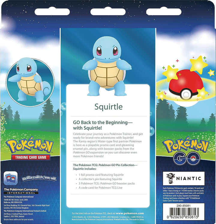 Pokémon TCG: Pokémon GO Pin-Sammlung – Squirtle (1 Folien-Promokarte, 1 Sammelkarte).