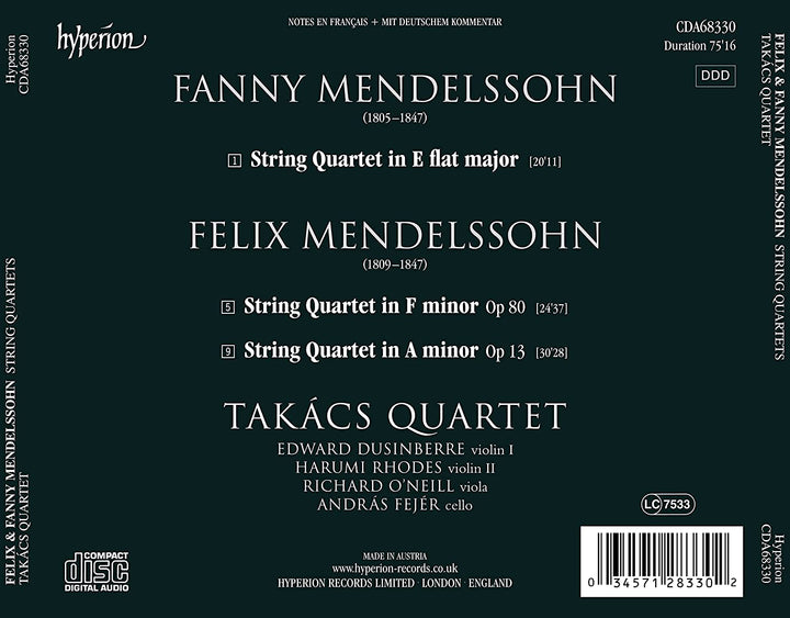 Mendelssohn: Streichquartette [Takács Quartett] [Hyperion Records A68330] [Audio CD]