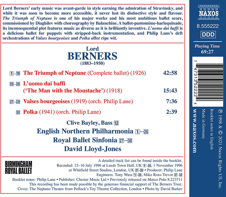 Berners: Triumph Of Neptune [Englische Northern Philharmonia; Royal Ballet Sinfonia; David Lloyd-Jones] [Naxos: 8555222] [Audio CD]