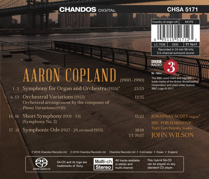 Copland: Orchesterwerke 2 [Jonathan Scott; BBC Philharmonic,John Wilson] [CHANDOS: CHSA 5171] [Audio CD]