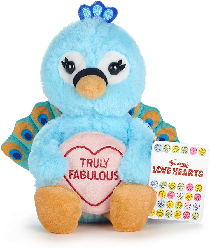 Posh Paws 37332 Swizzels Love Hearts 18cm (7”) Pfau wirklich fabelhafte Nachricht Stofftier