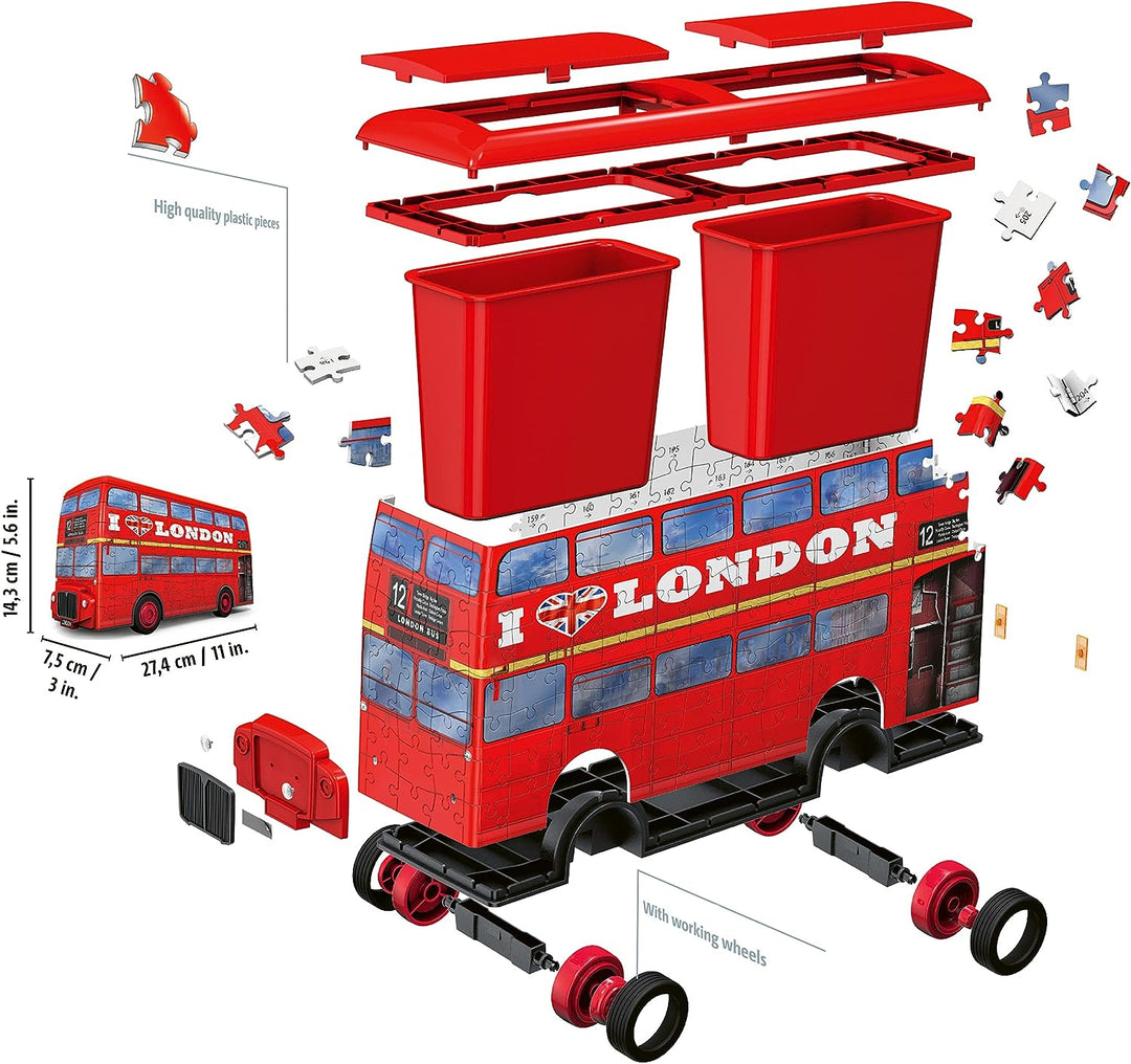 Ravensburger 3D-Puzzle „Roter Londoner Bus“ für Kinder ab 8 Jahren – 216 Teile