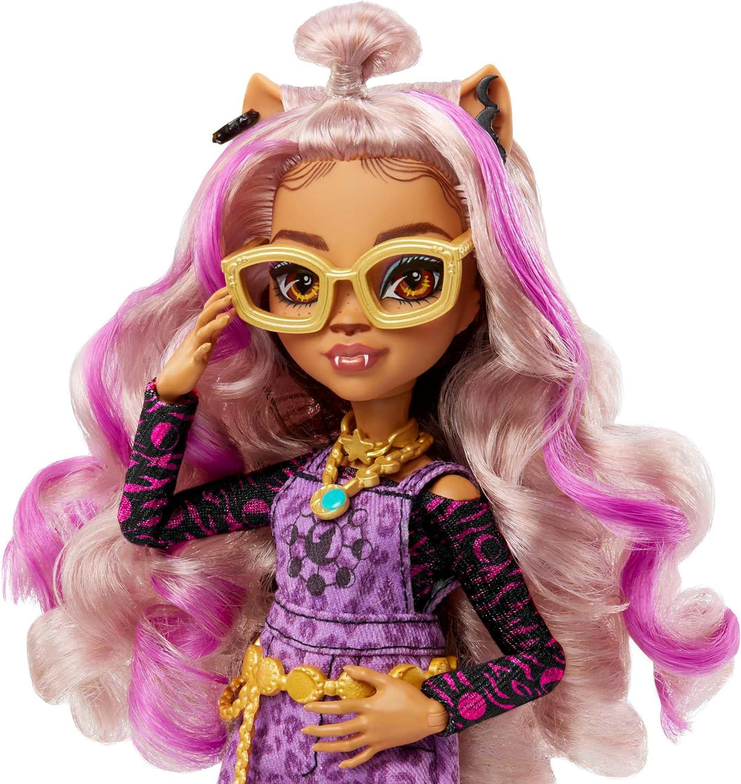 Monster High Puppe, Clawdeen Wolf mit Zubehör und Hund, beweglich, Fashion D