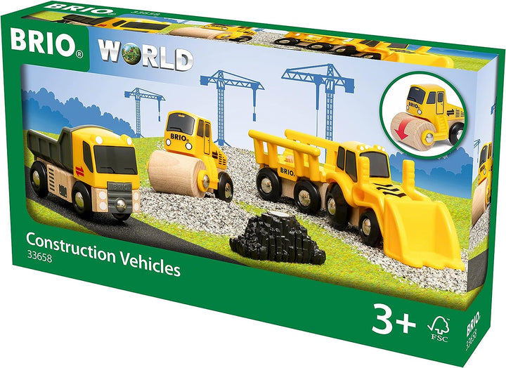 BRIO World Construction Vehicles Zugset für Kinder ab 3 Jahren – kompatibel