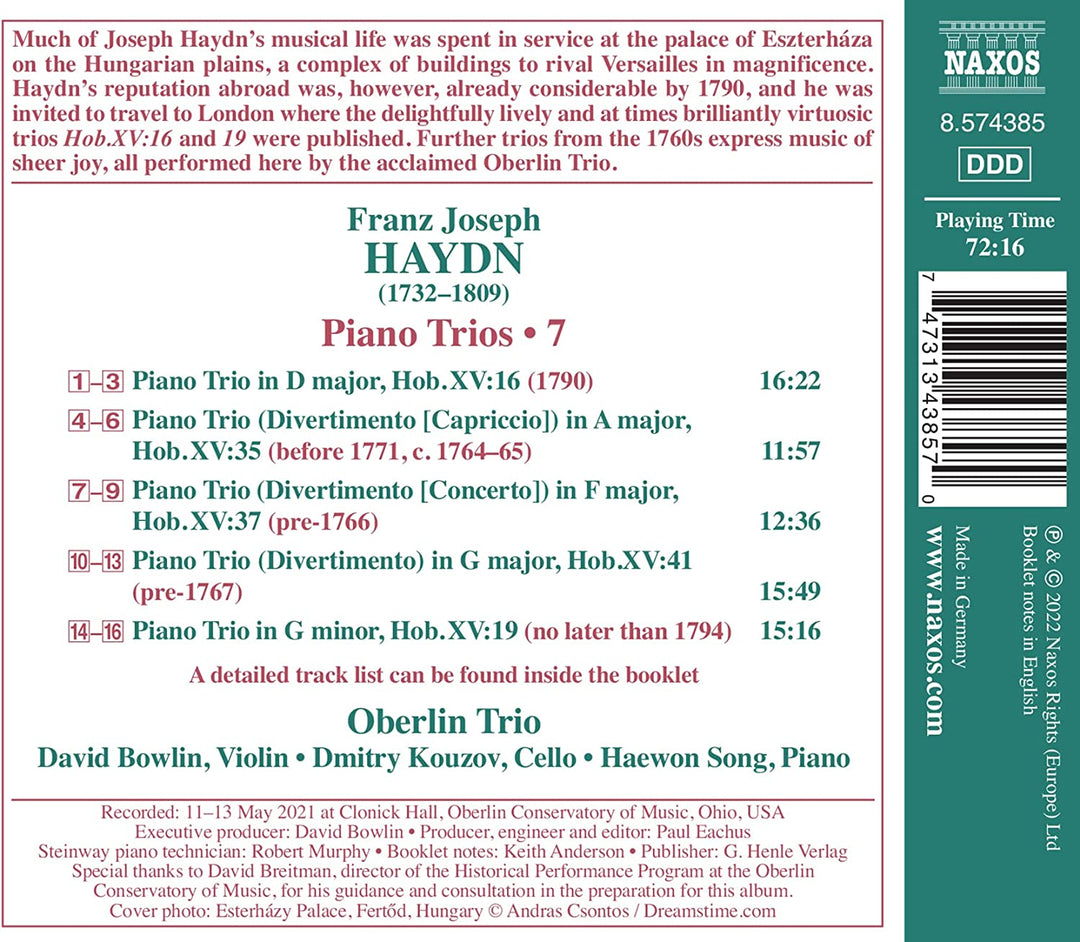 Haydn: Klaviertrios Band 7 [Oberlin Trio] [Naxos: 8574385] [Audio CD]