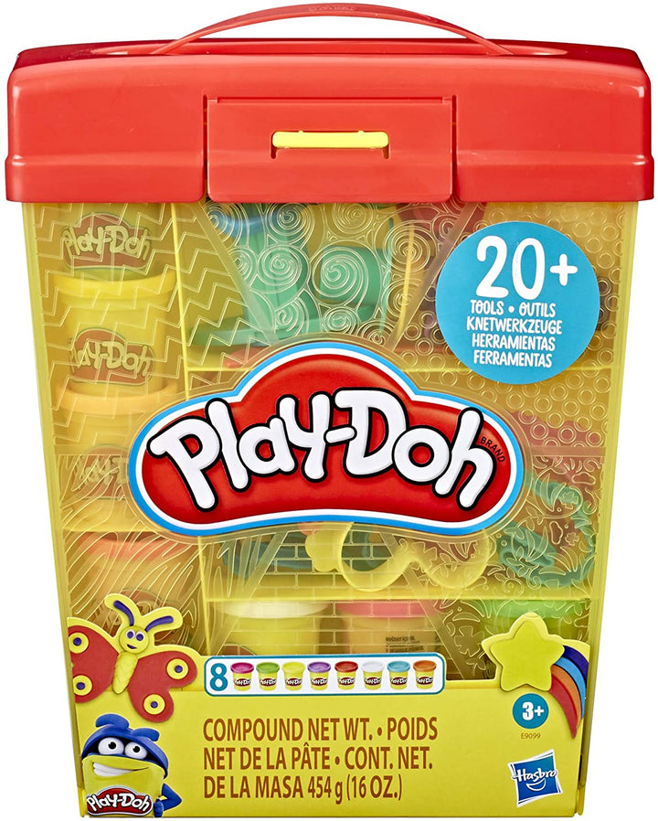 Play-Doh Large Tools and Storage Activity Set for Children Aged 3 Years and Up with 8 Non-Toxic Colours and 20-Plus Tools