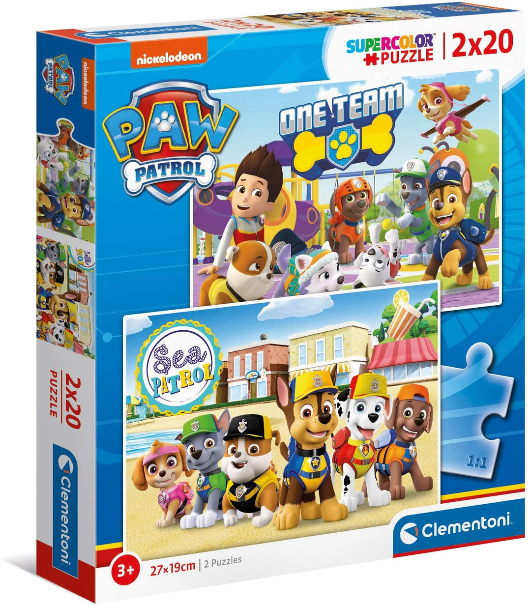 Clementoni 24779, -Paw Patrol Puzzle for Children, 2 X 20 Pieces, Ages 3 Years Plus