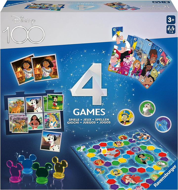 Ravensburger 4-in-1-Spielekompendium-Set zum 100-jährigen Jubiläum von Disney für Kinder ab 3 Jahren