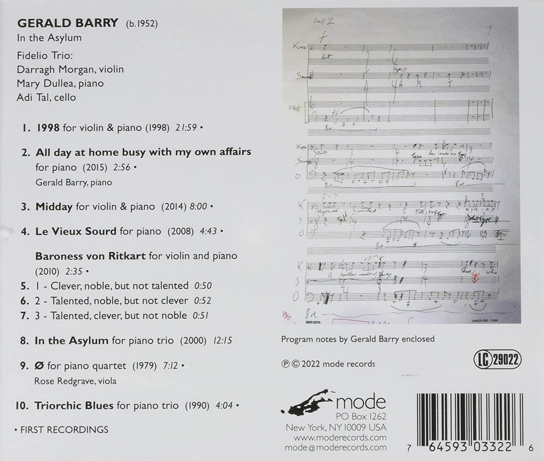 Fidelio Trio - Barry: In The Asylum [Fidelio Trio] [Mode Records: MOD-CD-332] [Audio CD]