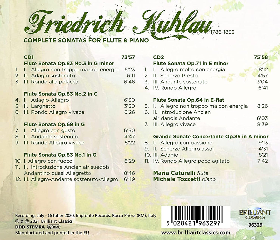 Maria Caturelli – Kuhlau: Sämtliche Sonaten für Flöte und Klavier [Audio-CD]