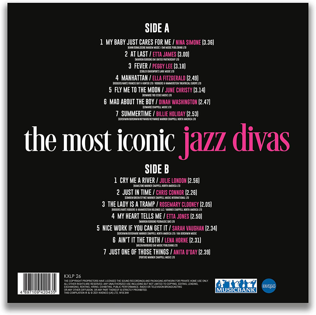 The Most Iconic Jazz Divas – Verschiedene, 180 Gramm, 12-Zoll-LP, Label: MUSICBANK [VInyl]