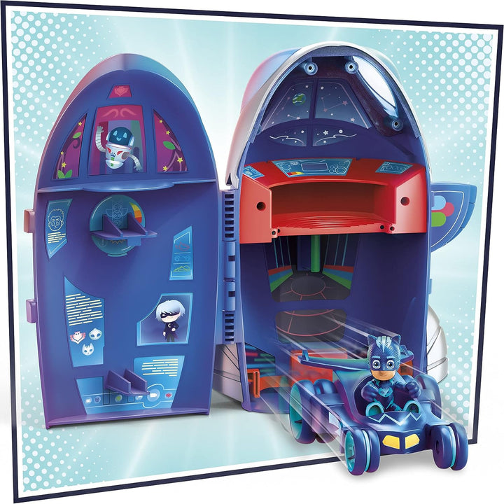 PJ MASKS F20985L0 2-in-1-HQ-Spielset, Hauptquartier und Rakete, Vorschulspielzeug mit Actionfigur und Fahrzeug für Kinder ab 3 Jahren