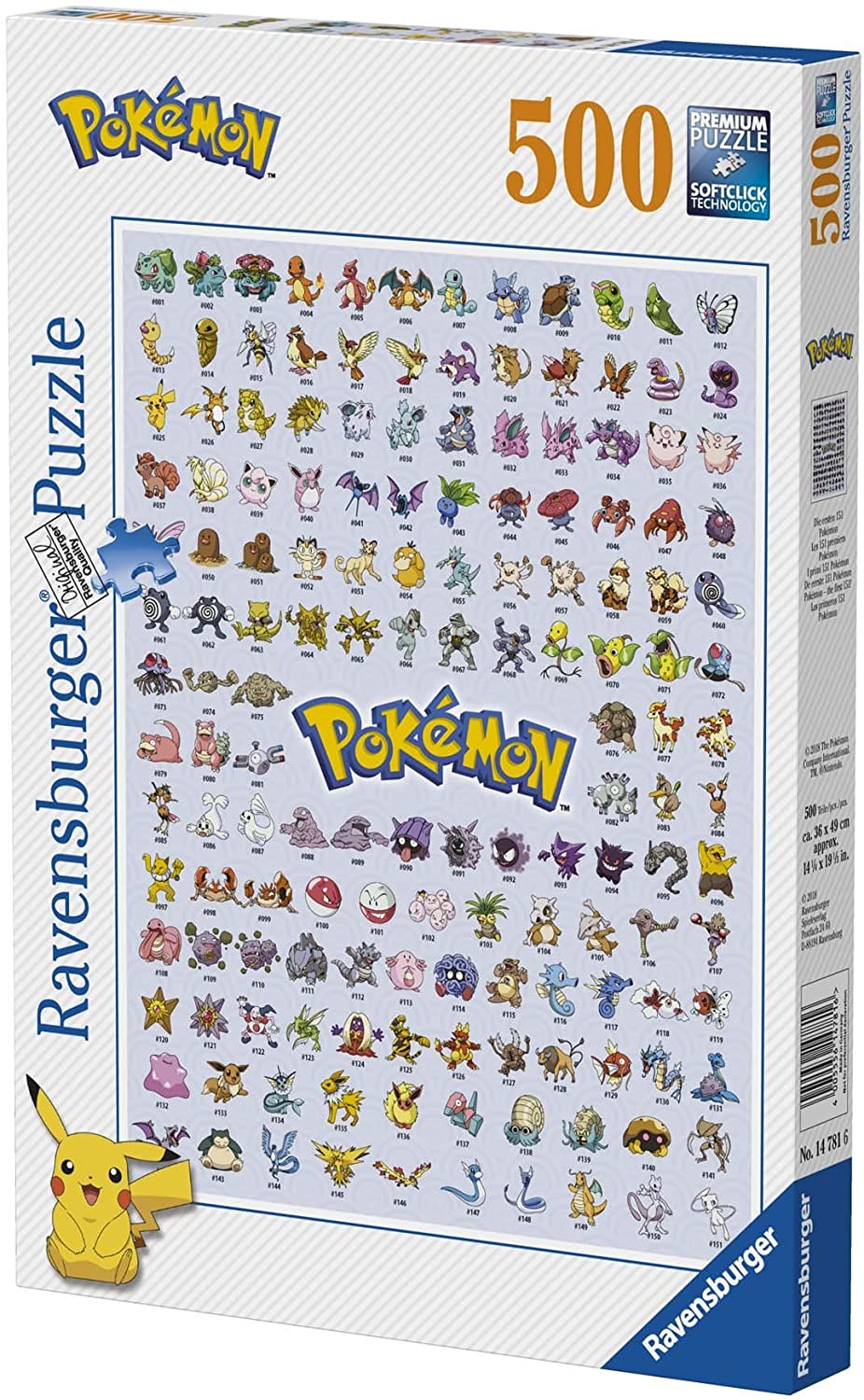 Ravensburger 14781 Pokemon Pokemon Pokedex 1. Generation 500 Teile Puzzle, Andere, Norme