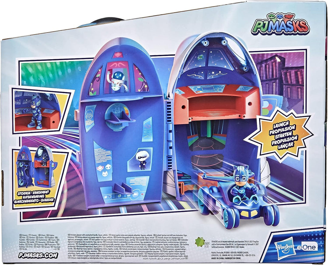 PJ MASKS F20985L0 2-in-1-HQ-Spielset, Hauptquartier und Rakete, Vorschulspielzeug mit Actionfigur und Fahrzeug für Kinder ab 3 Jahren