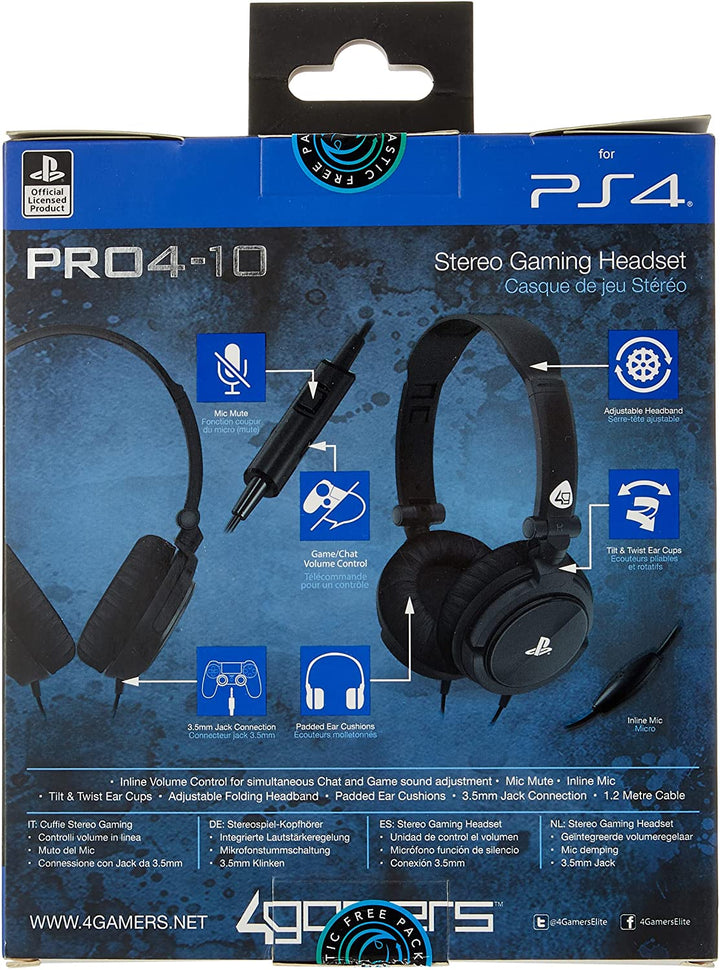 PRO4-10 Offiziell lizenziertes Stereo-Gaming-Headset – Schwarz (PS4/PSVita)