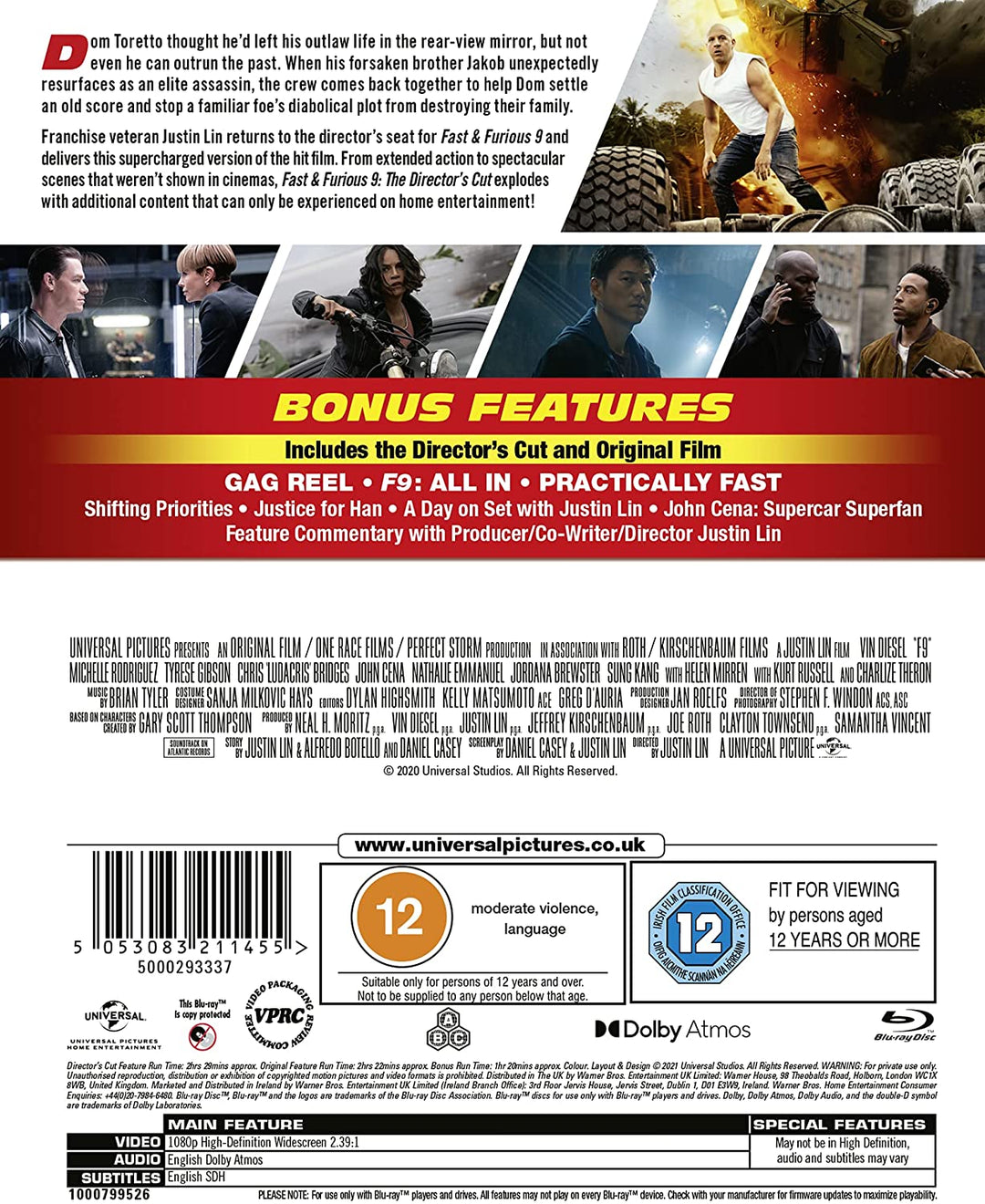 Fast &amp; Furious 9 [2021] [Region Free] – Action/Drama [Blu-ray]