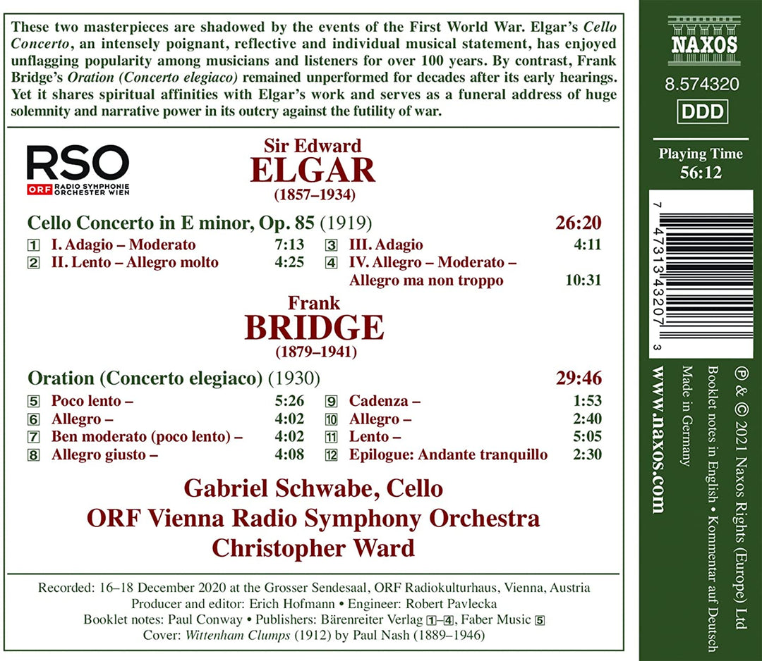 Elgar/Bridge: Cellokonzerte [Gabriel Schwabe; ORF Radio-Sinfonieorchester Wien [Audio-CD]