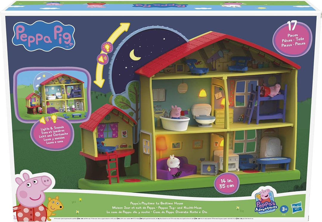 Peppa Pig Peppa's Adventures Peppa's Playtime to Bedtime House, Vorschulspielzeug, Sprache, Licht und Geräusche, ab 3 Jahren