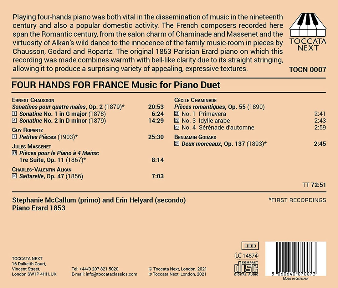 Stephanie McCallum – Four Hands For France [Stephanie McCallum; Erin Helyard] [Toccata Classics: TOCN 0007] [Audio CD]