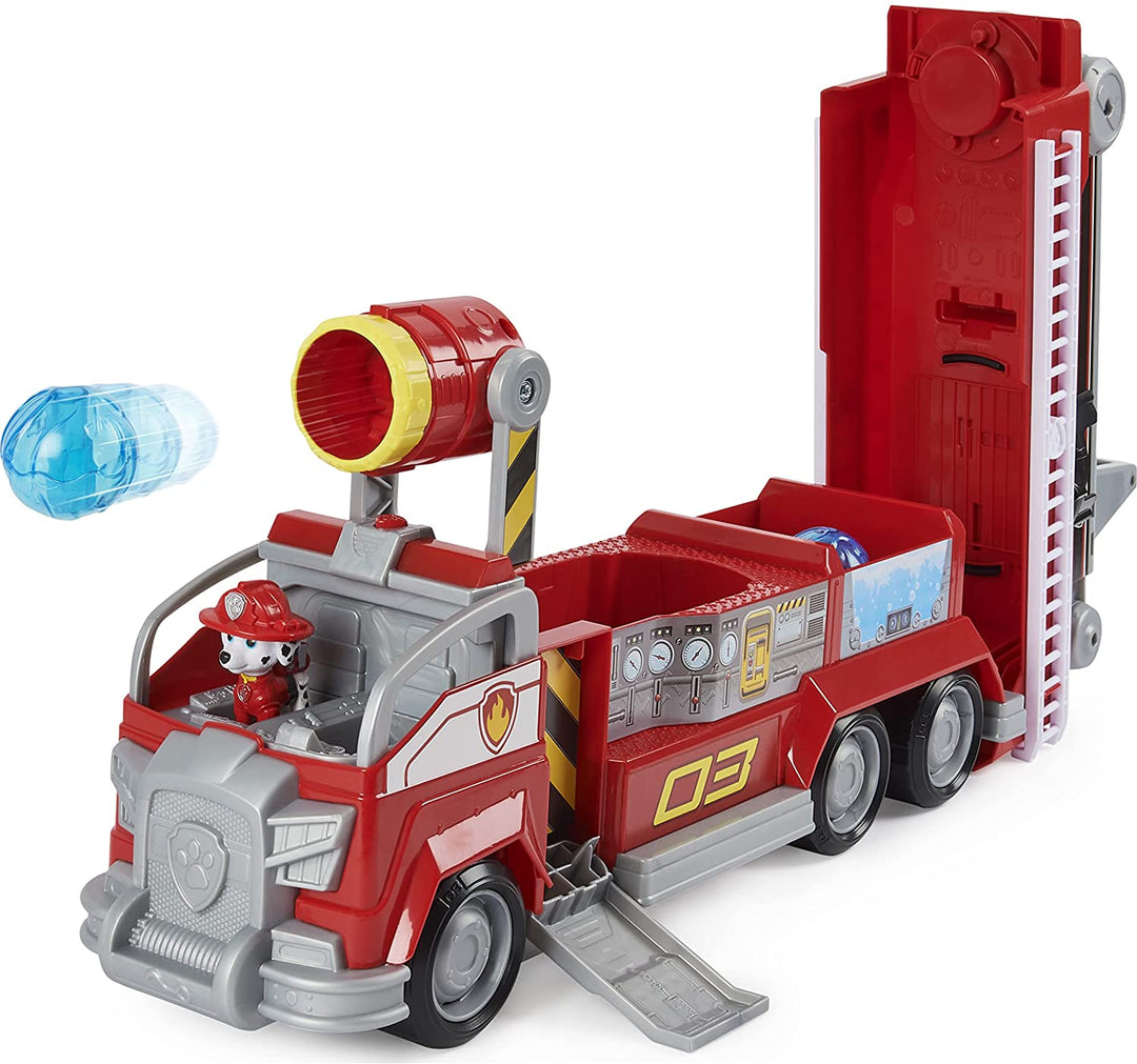 PAW Patrol Marshalls verwandelndes Movie City-Feuerwehrauto mit ausziehbarer Leiter, Lichtern und Geräuschen und Actionfigur zum Sammeln, Kinderspielzeug für Kinder ab 3 Jahren