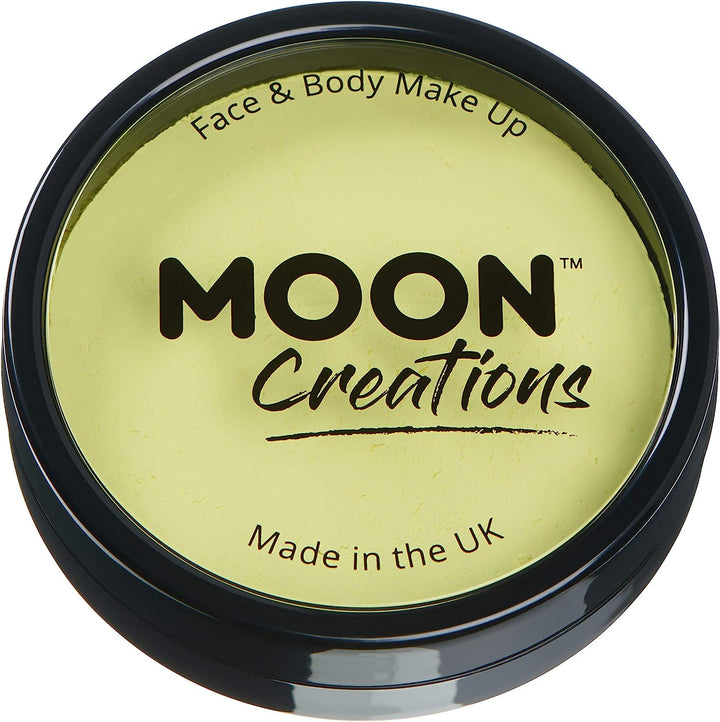 Pro Face & Body Paint Cake Pots by Moon Creations - Light Yellow - Professional Water Based Face Paint Makeup for Adults, Kids - 36g