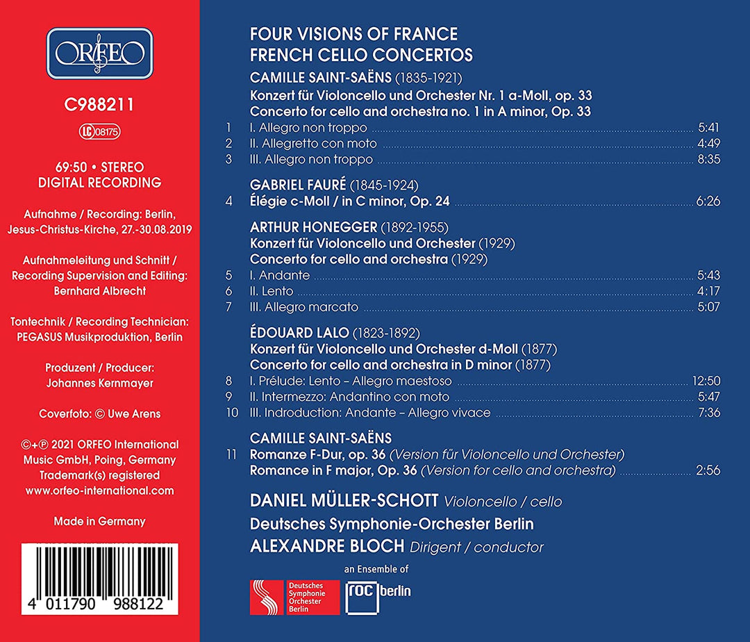 Daniel Müller-Schott – Vier Visionen von Frankreich [Daniel Müller-Schott; Deutsches Symphonie-Orchester Berlin; Alexandre Bloch] [Orfeo: C988211] [Audio CD]