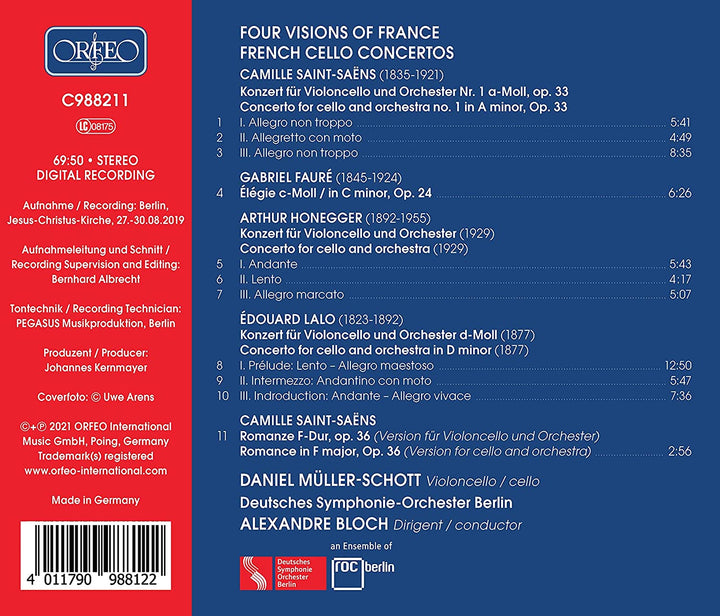 Daniel Müller-Schott – Vier Visionen von Frankreich [Daniel Müller-Schott; Deutsches Symphonie-Orchester Berlin; Alexandre Bloch] [Orfeo: C988211] [Audio CD]