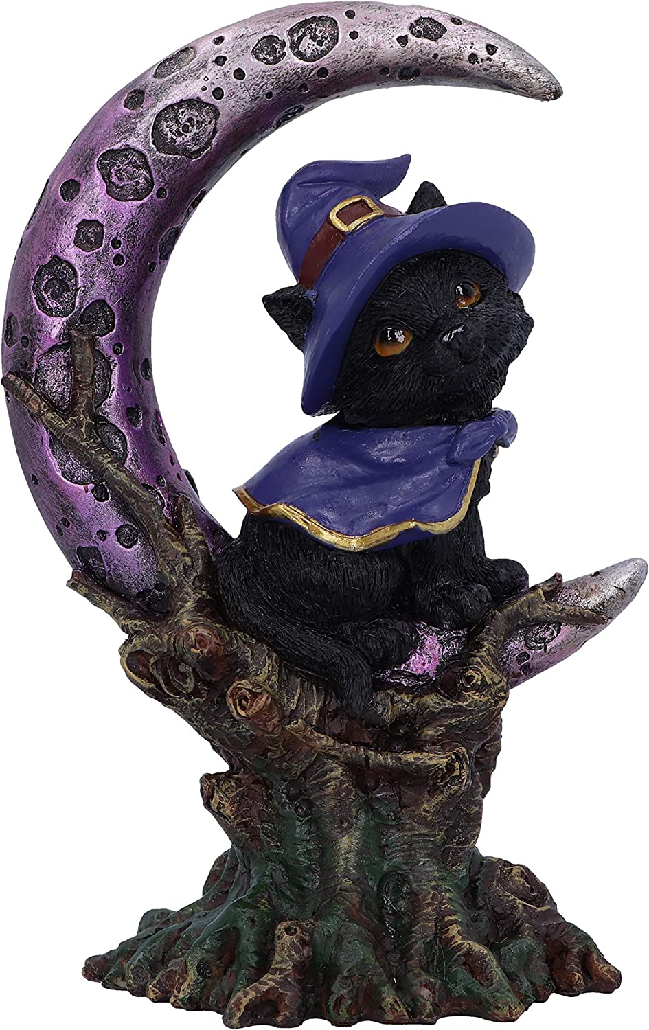 Nemesis Now Grimalkin Witches Familiar Black Cat and Crescent Moon Figurine, 18.