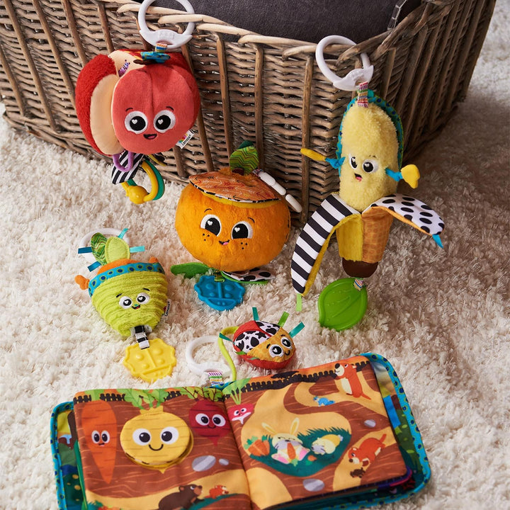 LAMAZE Archer The Apple, Clip-on-Kinderwagen und Kinderwagen, Spielzeug für Neugeborene, sensorisches Spielzeug für Babys mit Farben und Geräuschen, Entwicklungsspielzeug für Jungen und Mädchen im Alter von 0 bis 24 Monaten, mehrfarbig