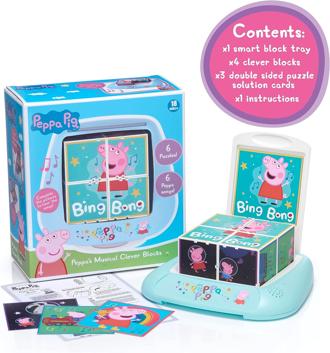 WOW! STUFF Peppa Pig Musikalische Puzzle-Blöcke | Vorschul-Lernspielzeug zum Spielen